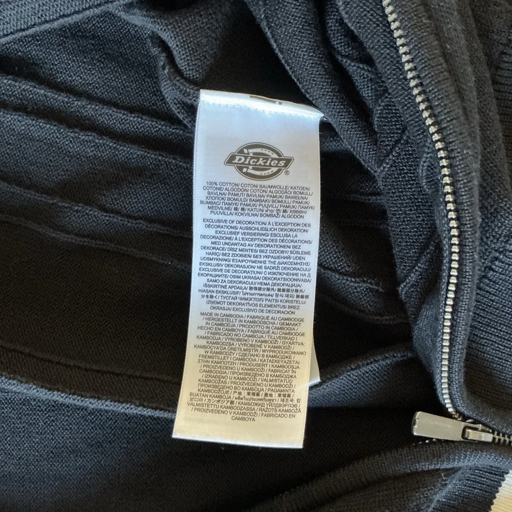 Dickies Men's Black White Details Lewistown Cardigan Zip Up Sweater Size XL